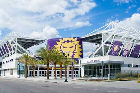 Sporting Events-Orlando City Stadium Orlando City Stadium with the Orlando Lions logo on the front