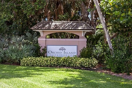 Orchid Island Town of Orchid Sign Entrance Sign to Orchid Island Golf & Beach Club