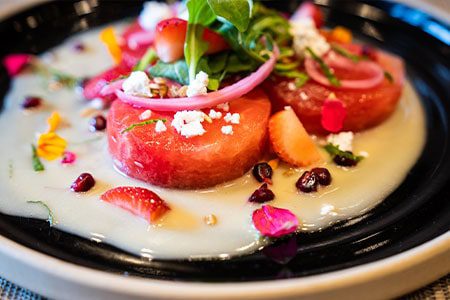Watermelon Salad close up photo of a watermelon salad